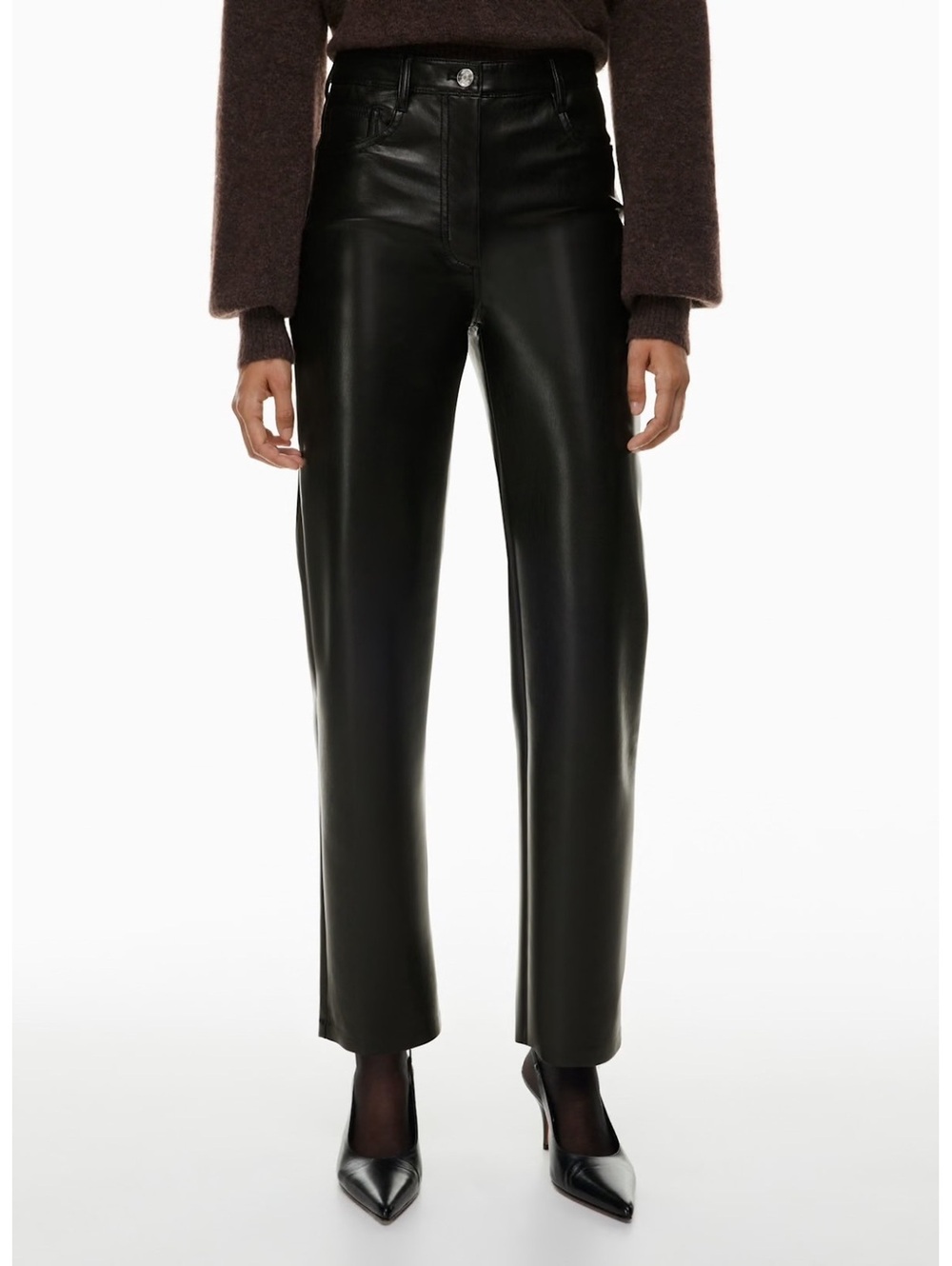 Aritzia Wilfred The Melina Pant Black Vegan Leather High Rise Size 2 Straight